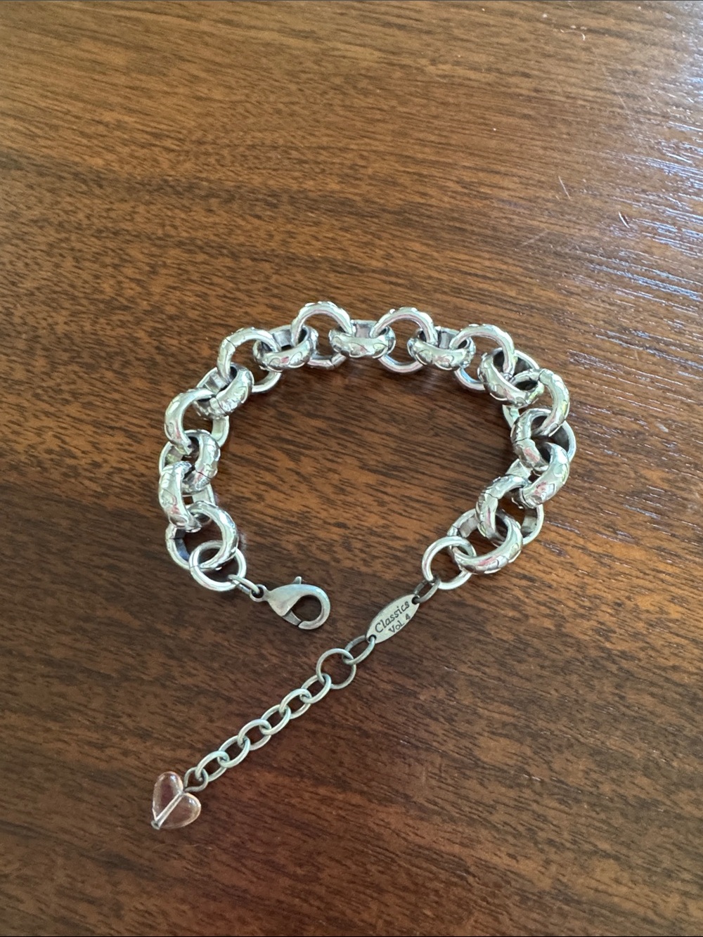 Sabika Silver-Tone Chunky Link Bracelet with Heart Charm